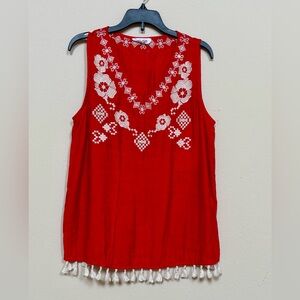 THML Red Top with White Embroidery